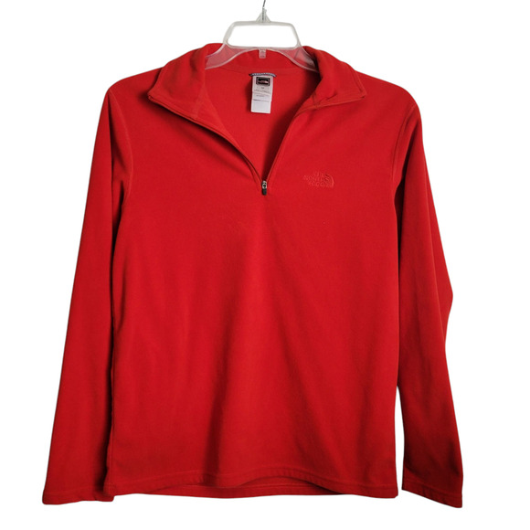 Vintage Y2K Men North Face TKA 100 Red Fleece SP Pullover Long Sleeve 1/4 Zip - Picture 6 of 12